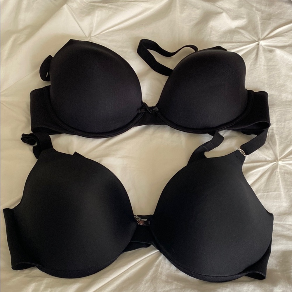 2 Women's Black Underwire Bras (36C)